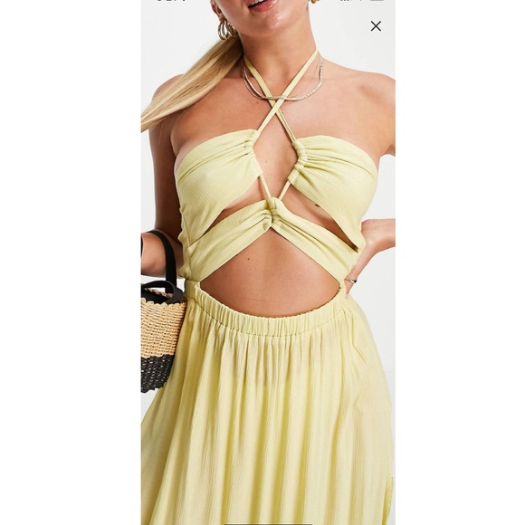 ASOS Design Cut out maxi beach dress in Yellow - Picture 2 of 7